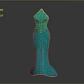 Teal Mermaid Style Dress With Fitted Silhouette And Textured Pattern