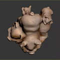 Pink Pig Sculpture Featuring Mother and Baby Pigs with Smooth Glossy Surface on Dark Background