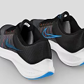 Black And Gray Running Shoes With Blue Orange Stripes And White Sole