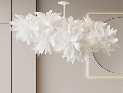 Elegant White Petal Shaped Chandelier For Modern Minimalist Interior Decor 3d model