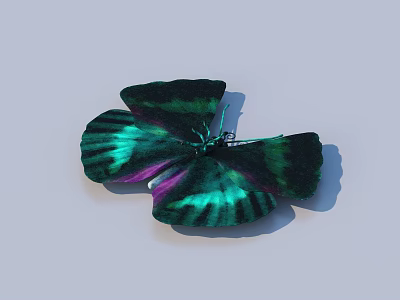 Vibrant Green And Purple Butterfly With Iridescent Spread Wings On White Background 3d model