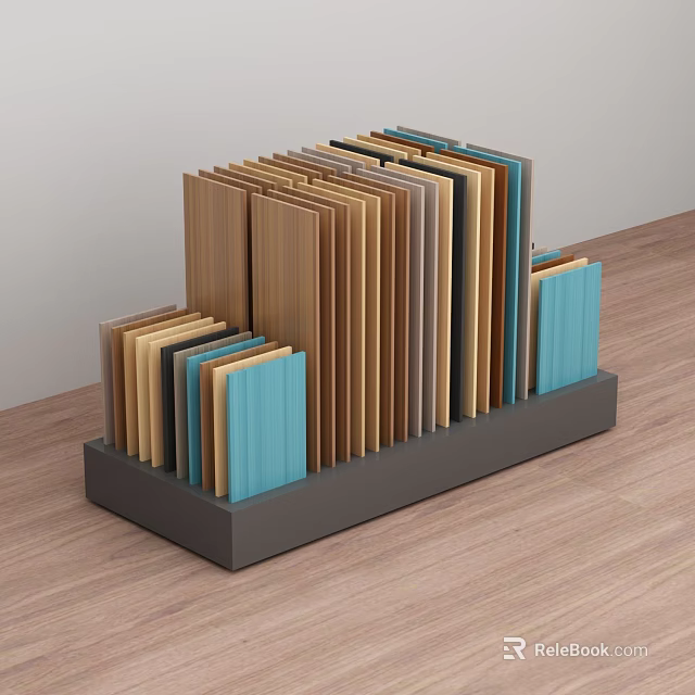 Flooring Specialty Store Showcasing Diverse Colored Wooden Planks On Display Rack 3d model 