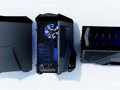 Sleek Gaming Computer Cases With Various Designs LED Lighting And Cooling Fans 3d model