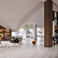 Loft Style Living Space With Sofa Gym And Bookshelves