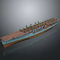 Large Ship With Multiple Funnels Brown Deck And Blue Hull Design 3d model
