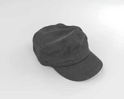 Black Hat with Flat Top Design Made of Soft Cotton Fabric for Casual Daily Wear 3d model