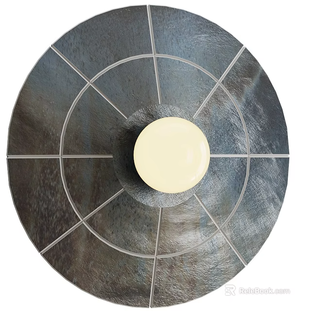 Modern Circular Metal Wall Light Featuring White Center And Decorative Lines Design 3d model 