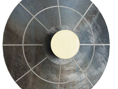 Modern Circular Metal Wall Light Featuring White Center And Decorative Lines Design 3d model