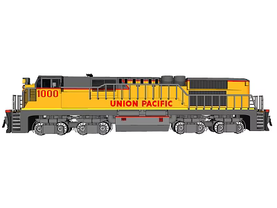 Union Pacific Train Locomotive Number 1000 Yellow And Black Exterior 3d model
