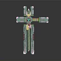 Metallic Mechanical Character And Bio Cyber Creature With Silver Cross Structure 3d model