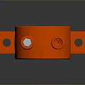 3D Rendered Orange Mechanical Component With Cylindrical Top And Base Holes