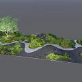 Courtyard Garden Design With Winding Path Green Plants And Stones