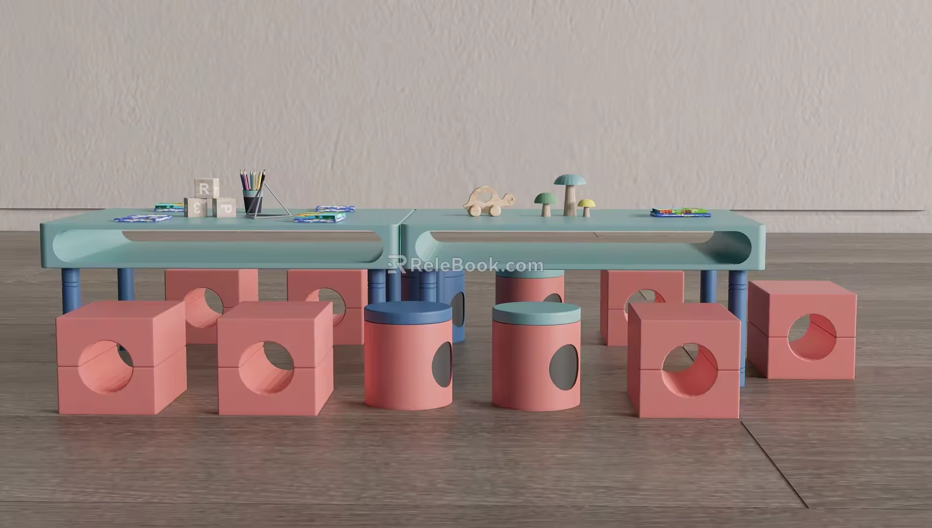 Modern Children's Table and Chair Combination Children's Building Blocks Table Children's Game Table 3d model