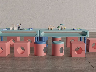 Modern Children's Table and Chair Combination Children's Building Blocks Table Children's Game Table model