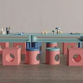 Modern Children's Table and Chair Combination Children's Building Blocks Table Children's Game Table 3d model