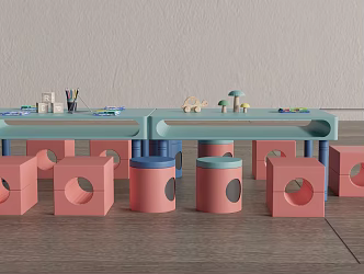Modern Children's Table and Chair Combination Children's Building Blocks Table Children's Game Table 3d model