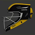 Weapon Helmet Featuring Black Yellow Design And Protective Face Mask For Tactical Operations