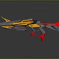 Futuristic Sci Fi Weapon 3D Model with Yellow Gray Sharp Aerodynamic Design 3d model