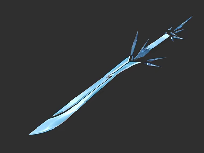 Fantasy Ice Crystal Sword With Spiked Hilt And Shiny Blade Design 3d model