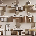 Modern Dressing Table Cream Style Dressing Table Makeup Table Makeup Stool Cosmetics 3d model