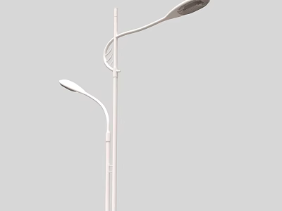 Modern Outdoor Lights with White Curved Arms and Two Lamp Heads for Street Garden Use 3d model