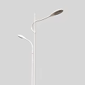 Modern Outdoor Lights with White Curved Arms and Two Lamp Heads for Street Garden Use