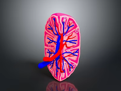Commercial 3D Human Kidney Anatomical Model With Detailed Blood Vessel Structure 3d model