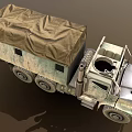 Rugged Military Truck With Camouflage Paint Canvas Cover Six Wheels And Spare Tire