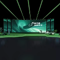 Green Stage Design With Lighting Seats Plants And Backdrop Screen 3d model