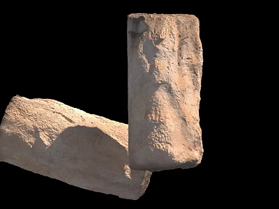 Natural Stone And Wood Decorative Blocks With Rough Surface Texture 3d model