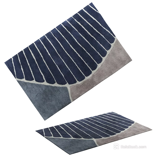 Geometric Square Rug With Navy Blue And Gray Patterns For Modern Home Decor 3d model