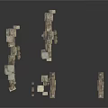 Stone Material Broken Vehicle Parts in 3D Model with Mechanical Details and Realistic Design