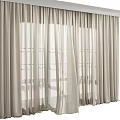 Elegant Light Beige Sheer Curtains Allowing Natural Light Through Window Panels 3d model