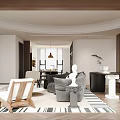 Modern Duplex Living Room Interior With Dark Sofa Round Coffee Table And Wooden Bookshelves