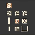 Various Shaped Decorative Floor Mats With Geometric Patterns In Black White And Brown