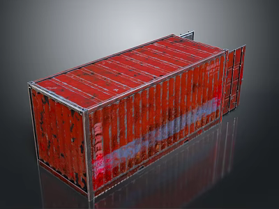 Old Red Rusty Metal Shipping Container As Industrial Transport Equipment 3d model