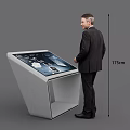 Modern Interactive Touchscreen Kiosk With Man Standing Next To 175cm Height Design 3d model