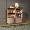 Elegant Modern Wine Cabinet With Glass Doors Open Shelves Wine Glasses And Drawers