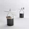 Modern Side Table with Round Top Metal Frame Storage and Decorative Books 3d model