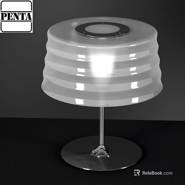 Modern Minimalist Table Lamp With Transparent Striped Shade And Metal Base 3d model 
