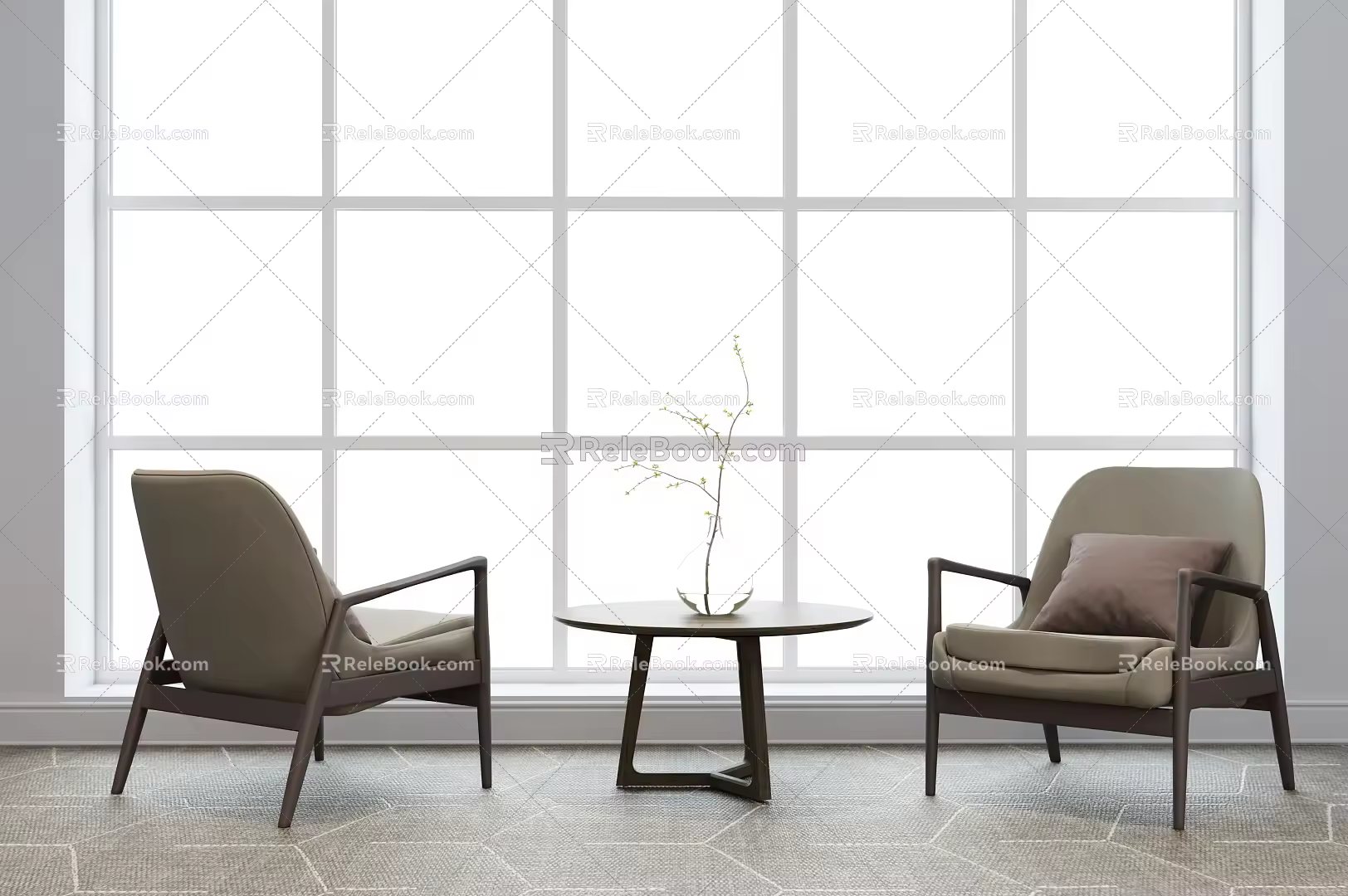 Modern leisure sofa combination single chair coffee table combination 3d model