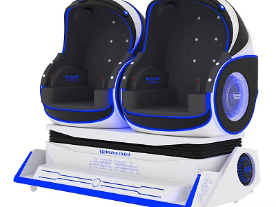 Universal Cinema VR Seats With Blue Lighting And White Black Design 3d model