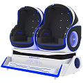 Universal Cinema VR Seats With Blue Lighting And White Black Design 3d model