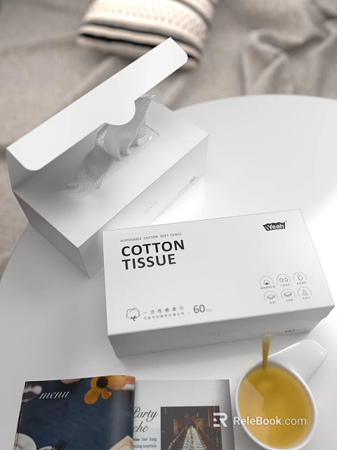 Premium Soft Cotton Tissue Box for Daily Household Disposable Use 3d model 
