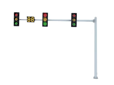 Pole Mounted Outdoor Traffic Signal Light With Three Colored Lamps And Countdown 3d model