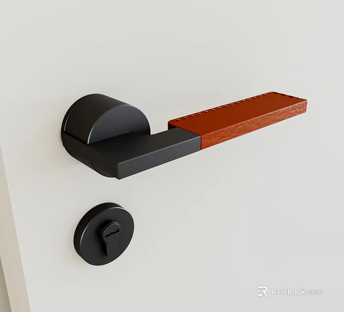 Modern Black and Brown Door Handle Design with Lock for Home Interior 3d model 