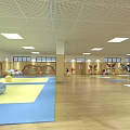 Kids Indoor Fitness Space With Colorful Mats Balls And Sports Themed Wall Decor