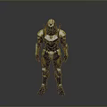 Futuristic Sci Fi Combat Armor 3D Model With Metallic Plates And Helmet