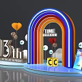 Colorful Photo Check-in Spot With Rainbow Arch TIME Sign Cloud Heart Decorations And Letter C
