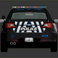 Black and White Police Sedan Car With 074 Number And Roof Lights